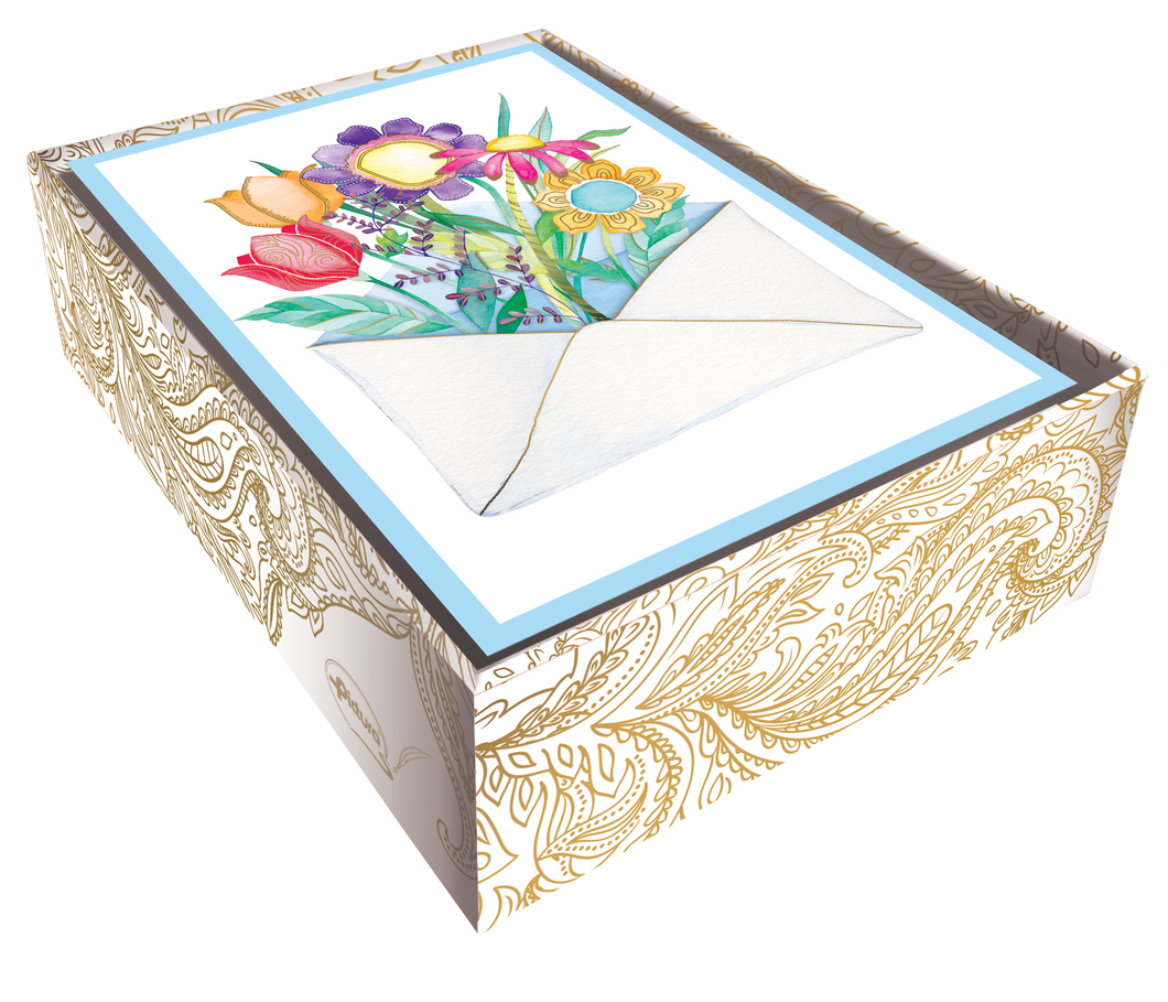 Envelope Of Flowers Blank Boxed Notes - Cardmore