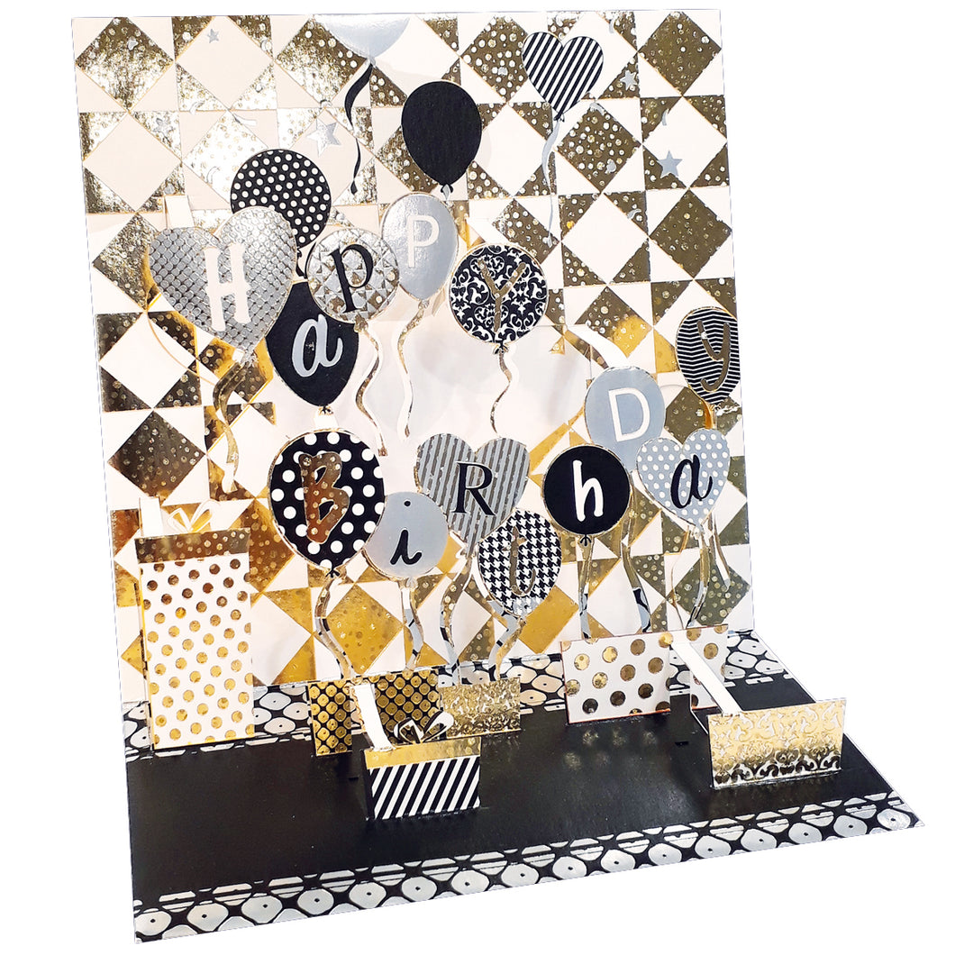 Happy Birthday Gold & Silver Pop-up Grande 3D Card - Cardmore