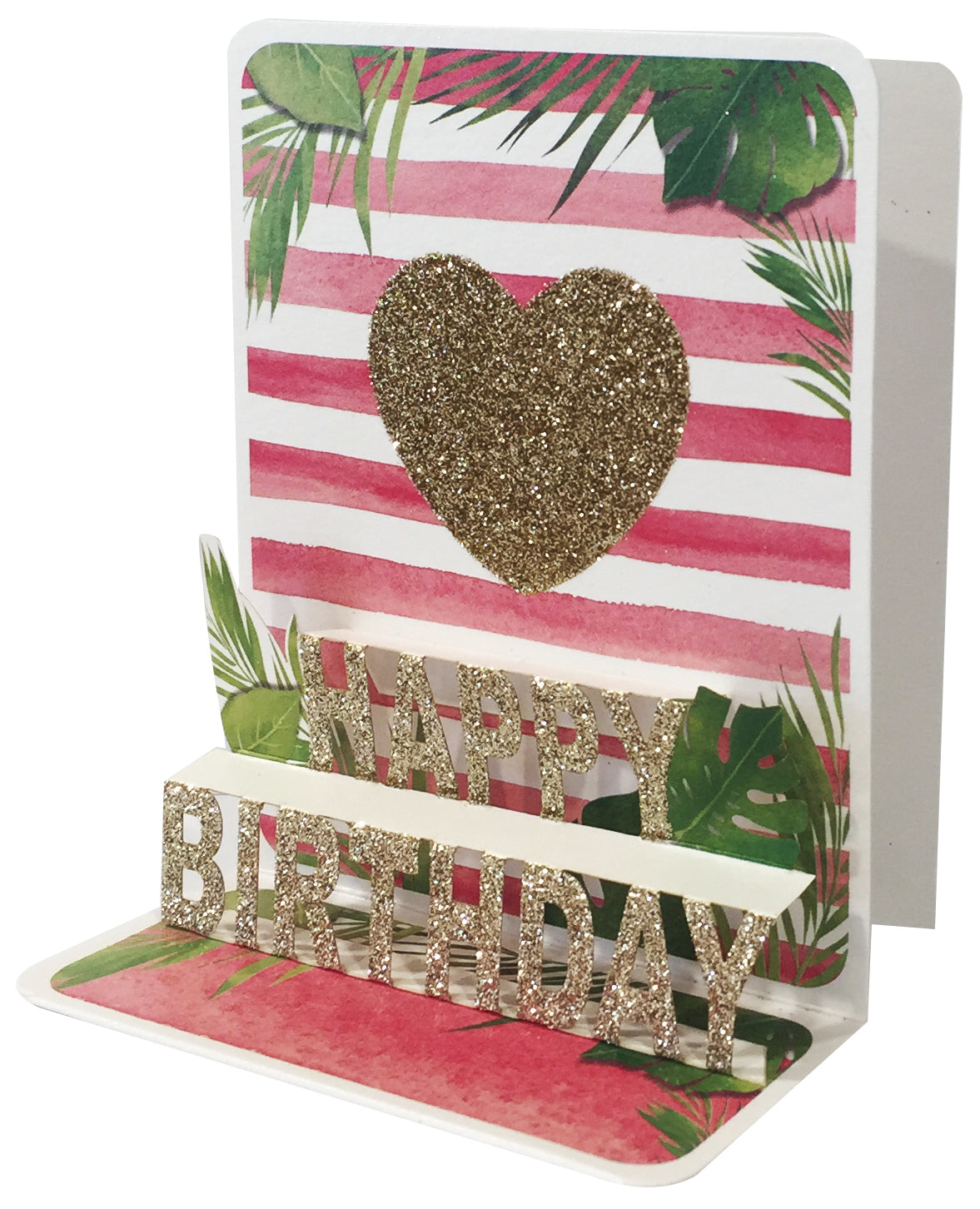 Heart Stripes Birthday Pop-up Small 3D Card - Cardmore