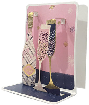 Champagne Pop-up Small 3D Card - Cardmore