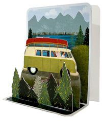 Pictura Camper Small Pop Up Card featuring a detailed paper camper that folds flat and pops up into a miniature camper scene.