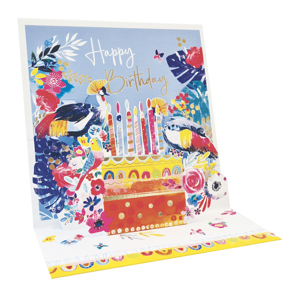 Cake & Peacocks Pop-up Large 3D Card Birthday