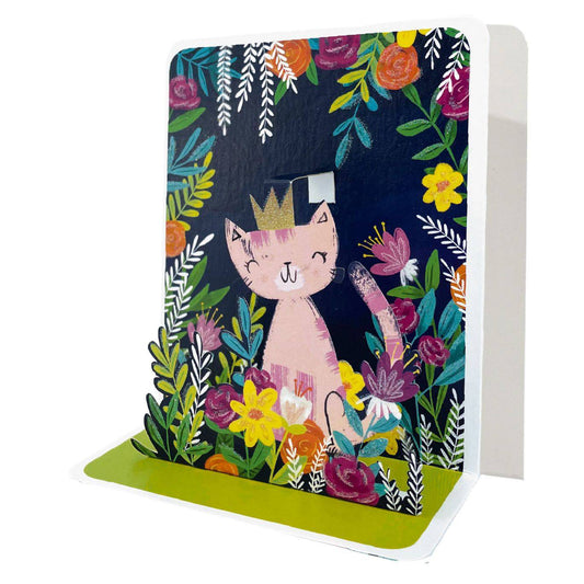 Pink cat pop-up card from Pictura featuring a detailed 3D cat design, perfect for greeting or special occasions.