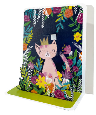 Pink Cat Pop-up Small 3D ﻿Happy Birthday Card