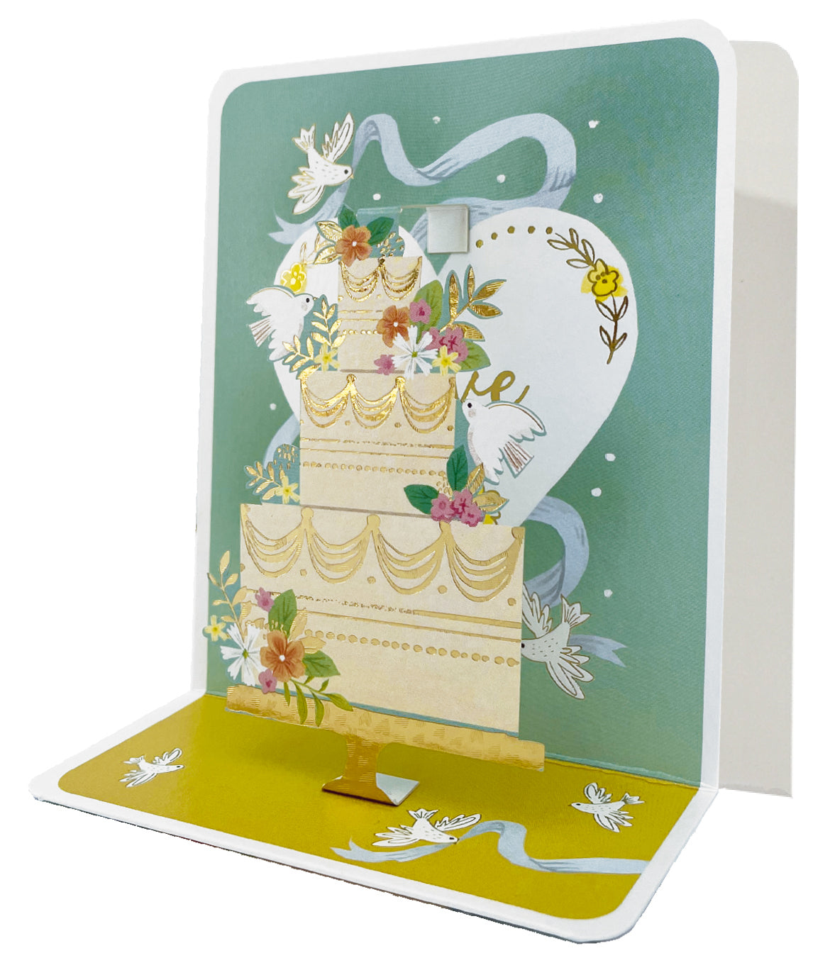 Cake Doves Pop-up Small 3D ﻿Wedding Card