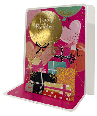 Gold Balloon Pop-up Small 3D Birthday Card