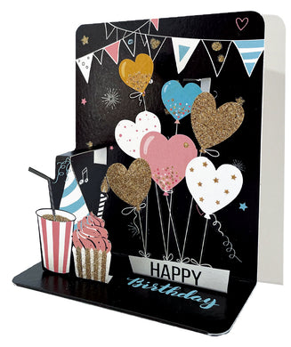 Heart Balloons Pop-up Small 3D Birthday Card
