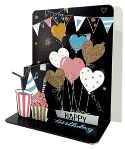 Heart Balloons Pop-up Small 3D Birthday Card