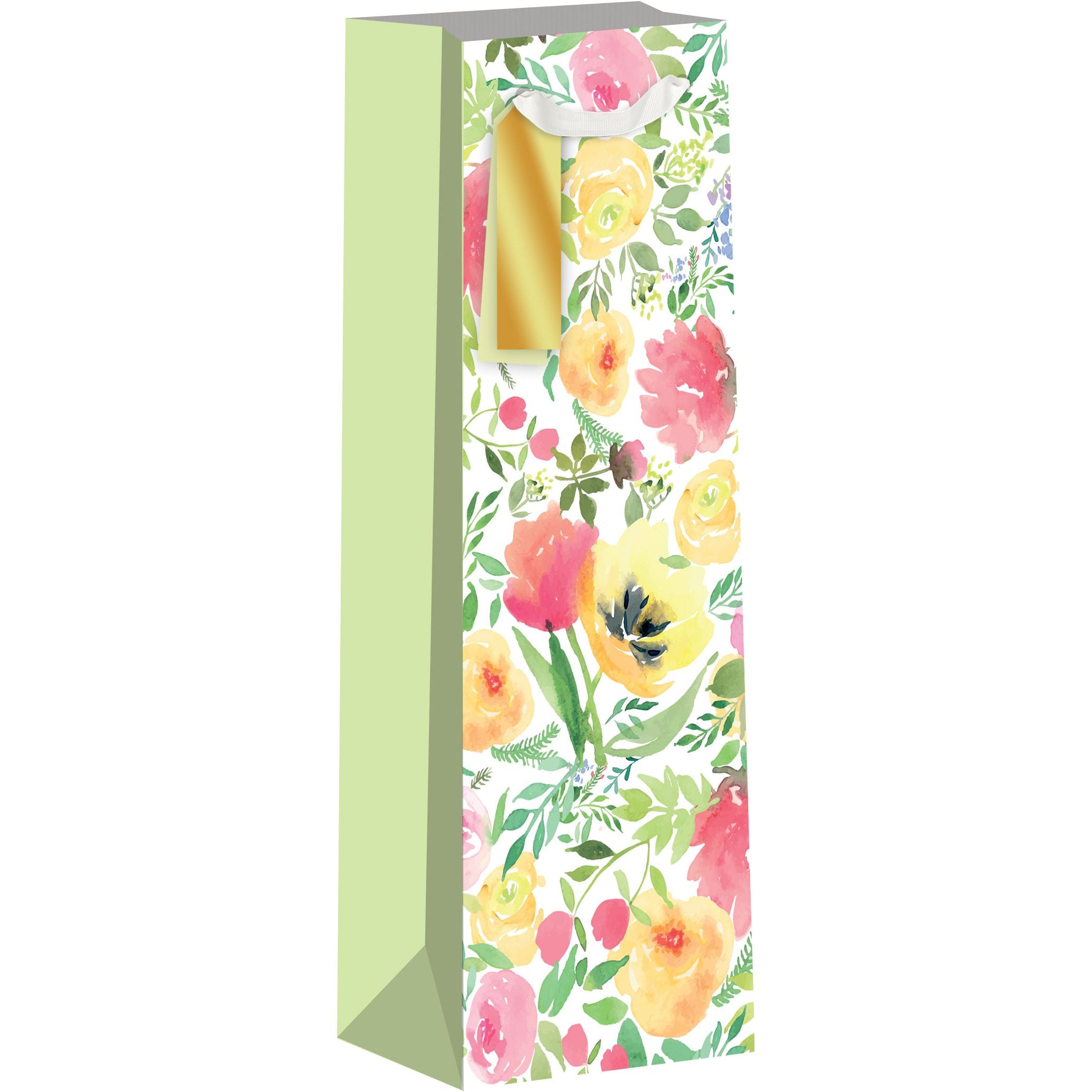 Watercolor Florals Bottle Gift Bag