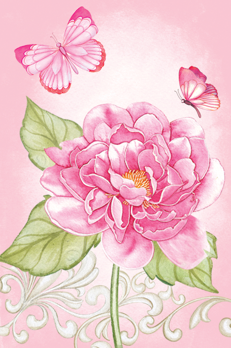Pink Flowers and Butterflies Sienna's Gard Smart Cloth - Cardmore