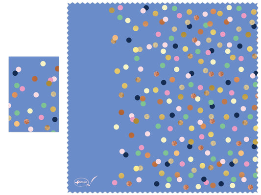 Confetti Smart Cloth by Pictura, a soft, durable smart cloth with colorful confetti pattern for versatile cleaning and technology use