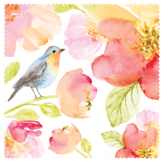Pictura Watercolor Bird Smart Cloth with vibrant bird design, soft fabric ideal for cleaning or decorative use.