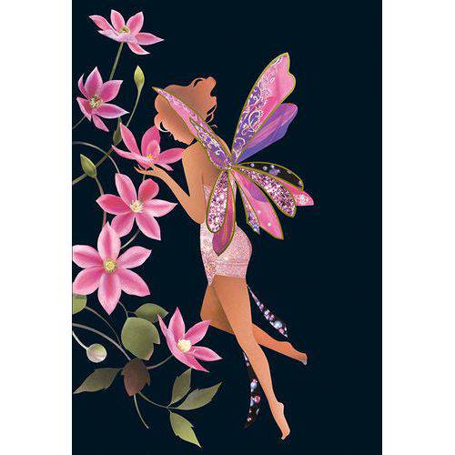 Pictura Fairy and pink flowers birthday card featuring whimsical fairy illustration and vibrant floral design for special occasions.