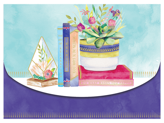 Sienna's Garden Portfolio by Pictura featuring terrarium-themed book covers and artistic designs on the cover.