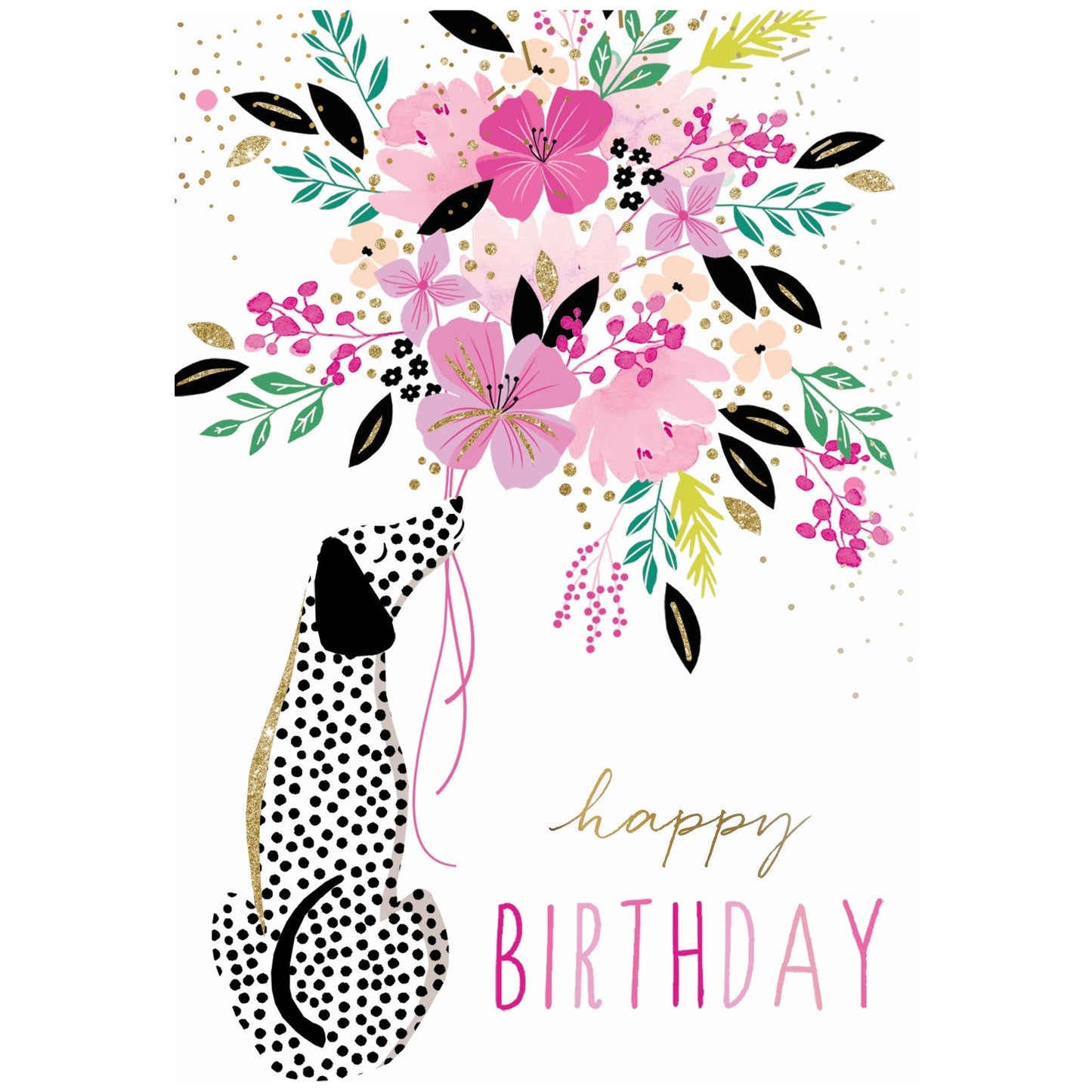 Dalmatian & Bouquet Birthday Card Sara Miller - Cardmore