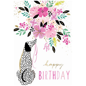 Dalmatian & Bouquet Birthday Card Sara Miller - Cardmore