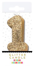 1 One Gold Glitter Number Candle Party Partners - Cardmore