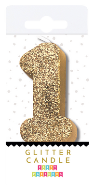 1 One Gold Glitter Number Candle Party Partners - Cardmore