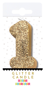 1 One Gold Glitter Number Candle Party Partners - Cardmore
