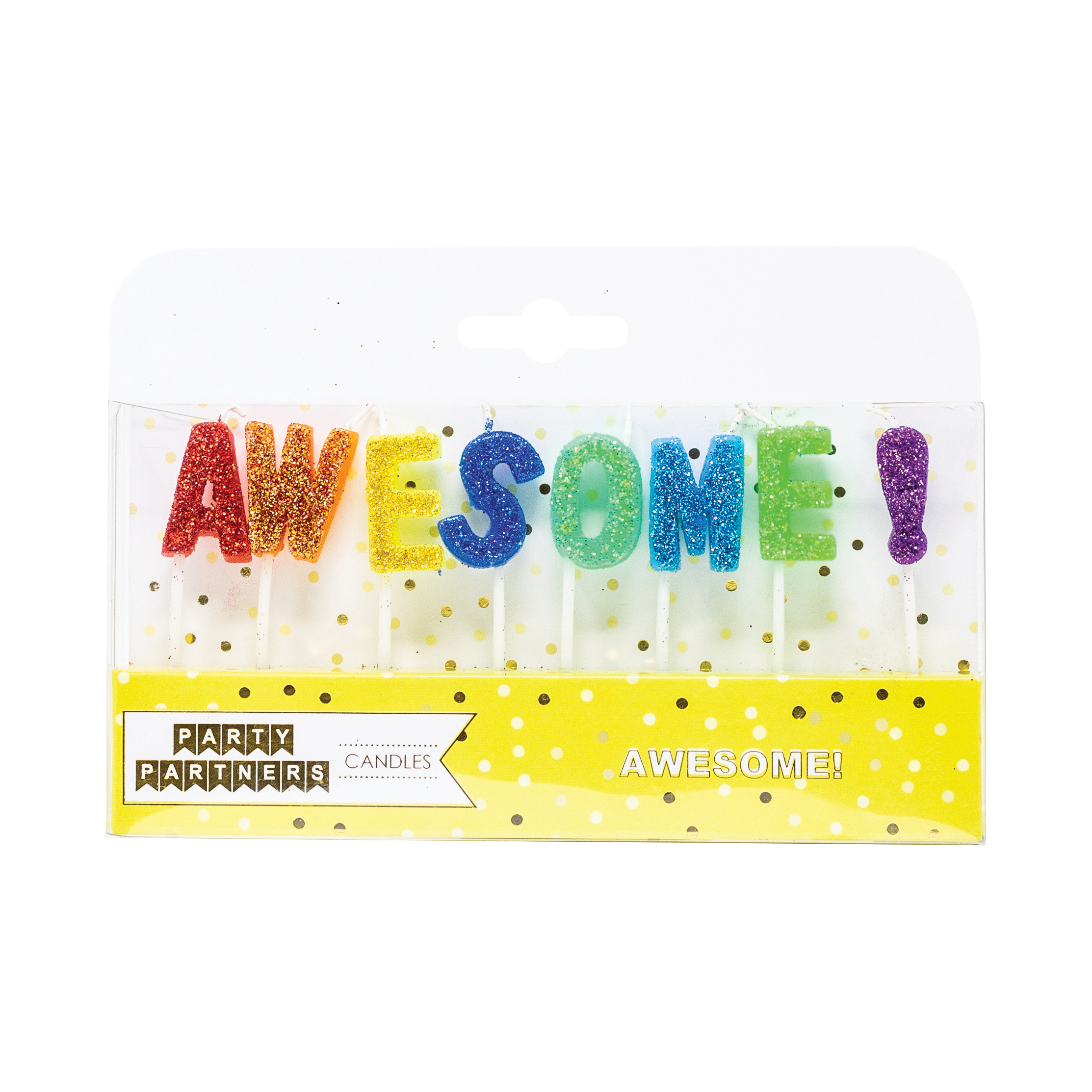 Awesome letter Glitter Candle Set Party Partners - Cardmore