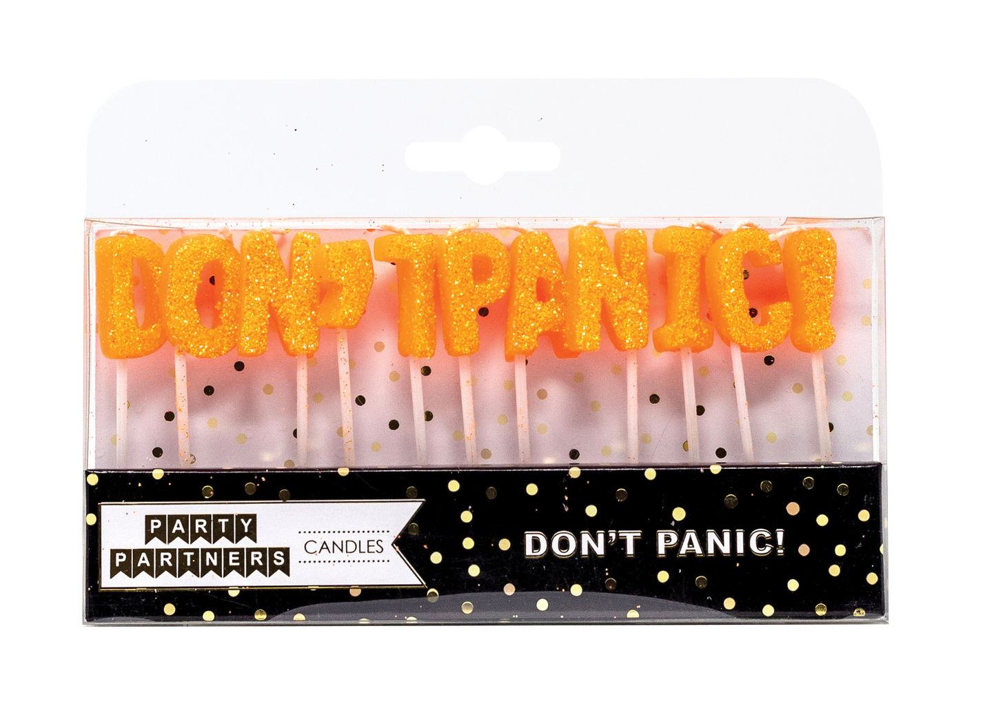 Don't Panic! Letter Glitter Candle Set Party Partners - Cardmore