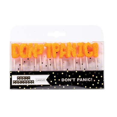 Don't Panic! Letter Glitter Candle Set Party Partners - Cardmore