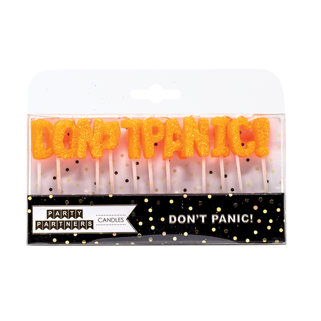 Don't Panic! Letter Glitter Candle Set Party Partners - Cardmore
