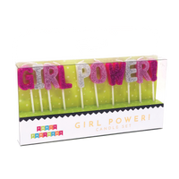 Girl Power Letter Glitter Candle Set Party Partners - Cardmore