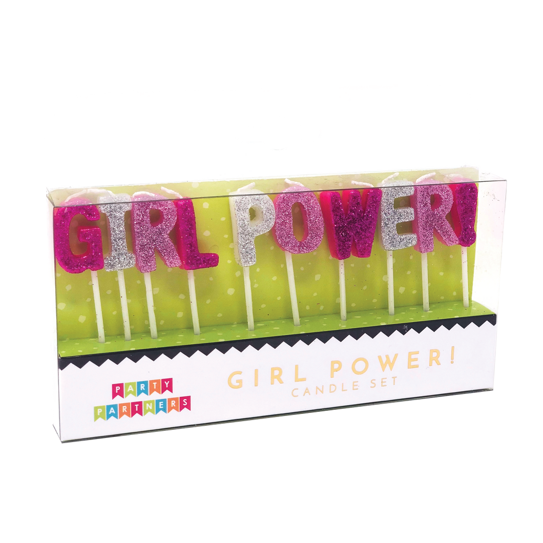 Girl Power Letter Glitter Candle Set Party Partners - Cardmore