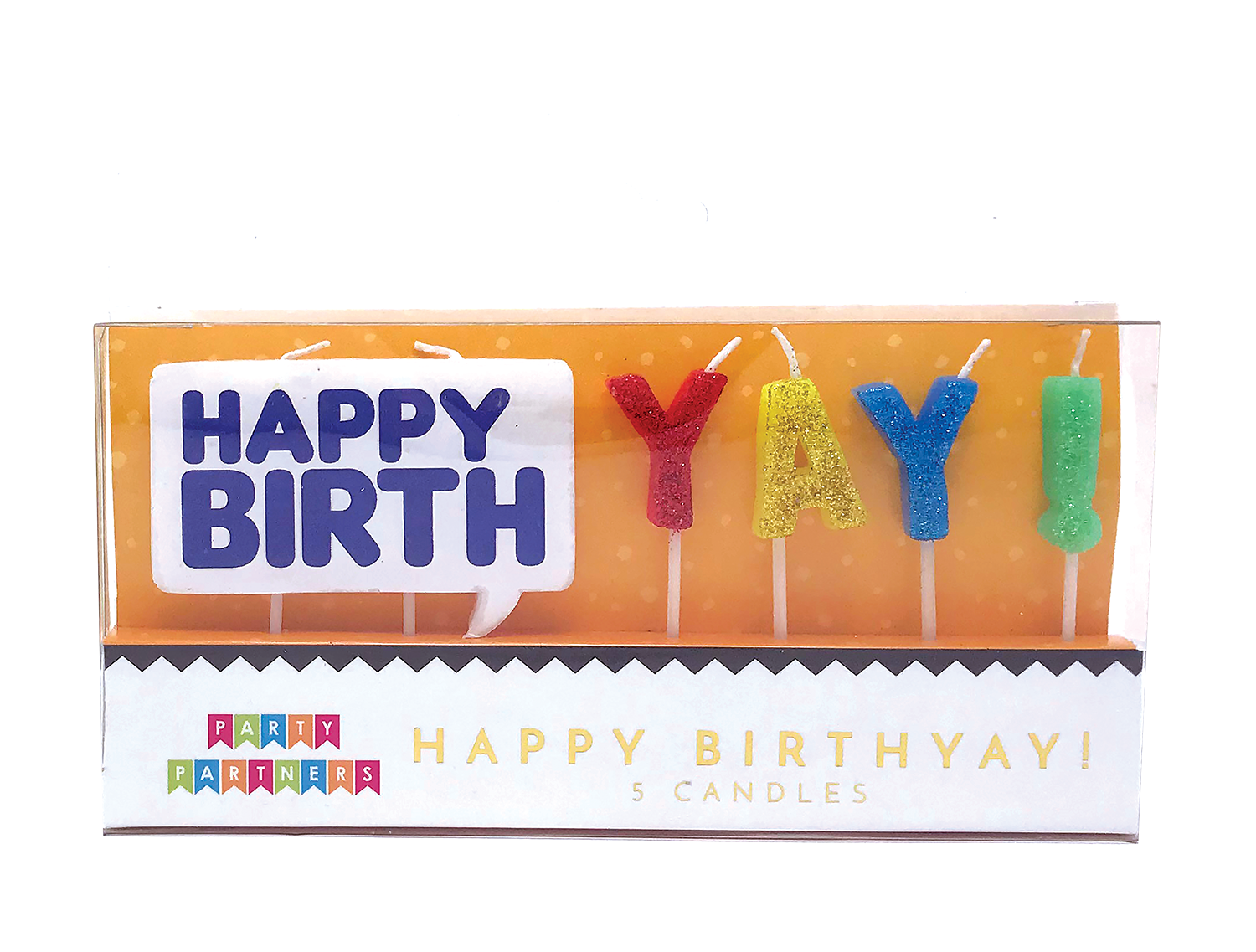 Happy Birthyay! Letter Glitter Decal Candle set Party Partners - Cardmore
