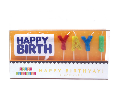 Happy Birthyay! Letter Glitter Decal Candle set Party Partners - Cardmore