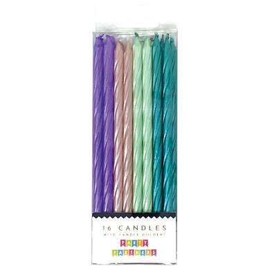 Purple/Teal Pearl Spiral 16 Candle Set Party Partners - Cardmore
