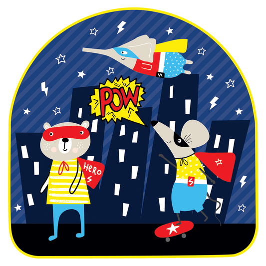 Party Partners superhero plates featuring colorful comic book design for themed parties and celebrations.