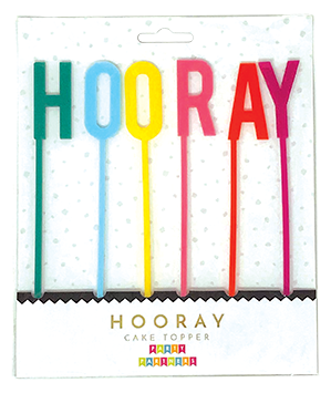 Reusable Hooray Acrylic Cake Topper Party Partners - Cardmore