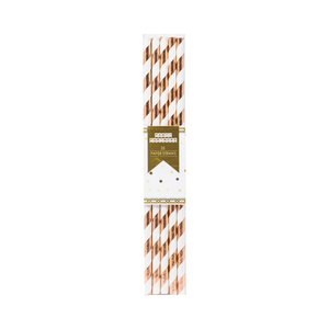 100% recyclable Rose Gold Striped Paper Straws Party Partners - Cardmore
