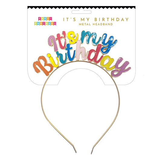 Party Partners birthday metal headband with festive party hat design, perfect for celebrations and birthday parties.