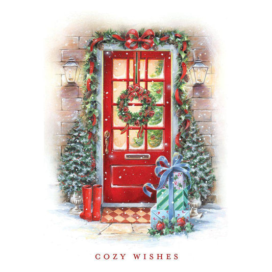 Red Door Christmas Card by Pictura featuring a festive holiday door design with Christmas decorations and a warm seasonal scene.