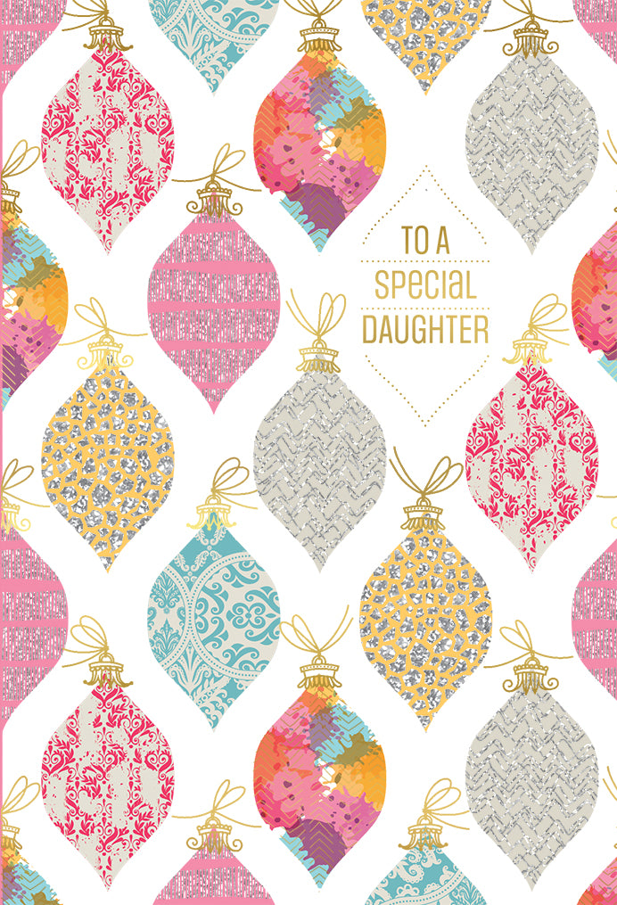 Detailed Ornaments Christmas Card Daughter