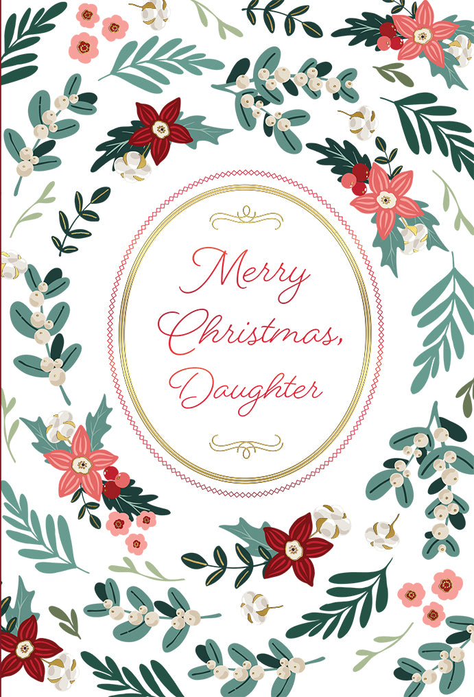 Spiral Flowers Christmas Card Daughter
