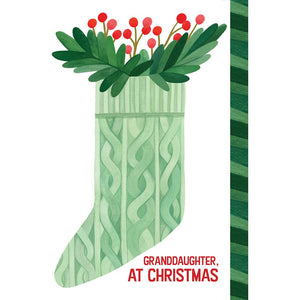 Knitted Stocking Christmas Card Granddaughter
