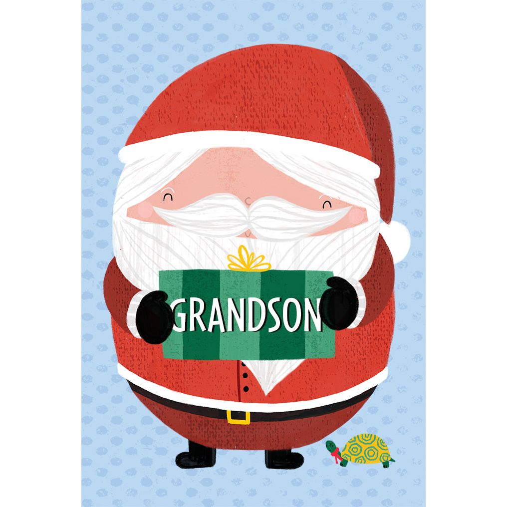 Cheerful Santa Christmas Card Grandson