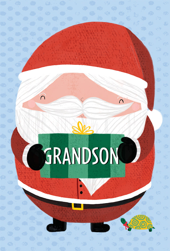 Cheerful Santa Christmas Card Grandson