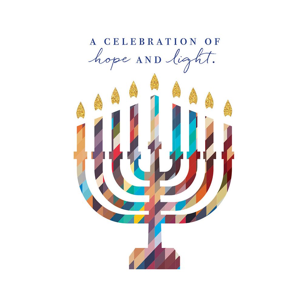 Colorful Menorah Hanukkah Card