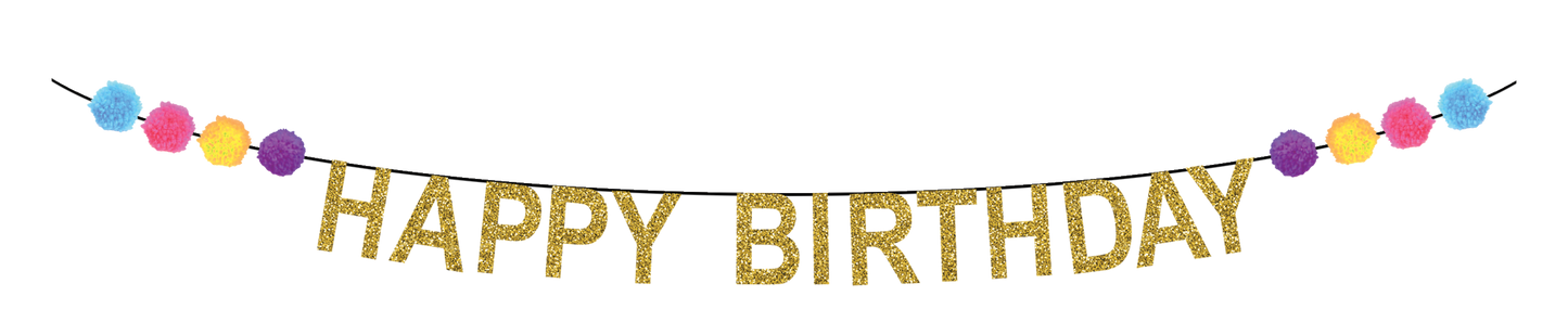 Pom-Pom Happy Birthday Banner Party Partners - Cardmore