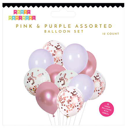 Pink Assorted Balloon Set 12 Count