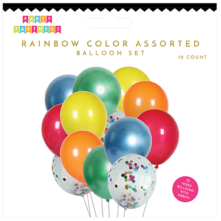 Rainbow Assorted Balloon Set 12 Count