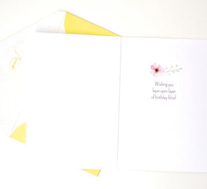 Birthday Card Watercolor Striped Cake - Cardmore