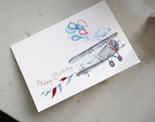 Airplane With Balloons Birthday Card