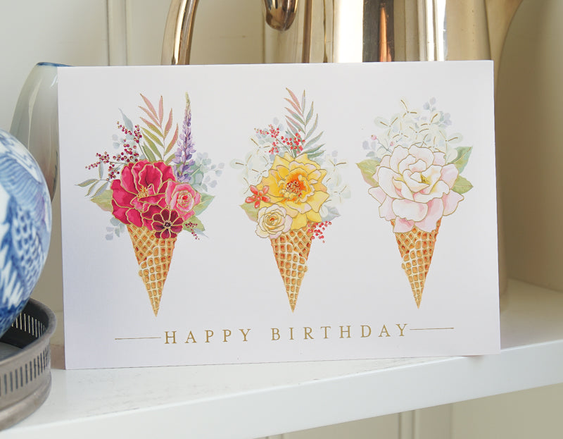 Flower Cones Birthday Card
