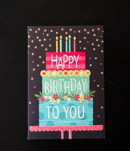 Neon Birthday Cake Birthday Card